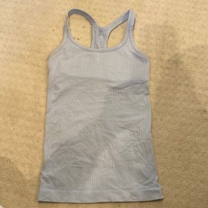 lululemon ebb to street blue linen tank, size 2